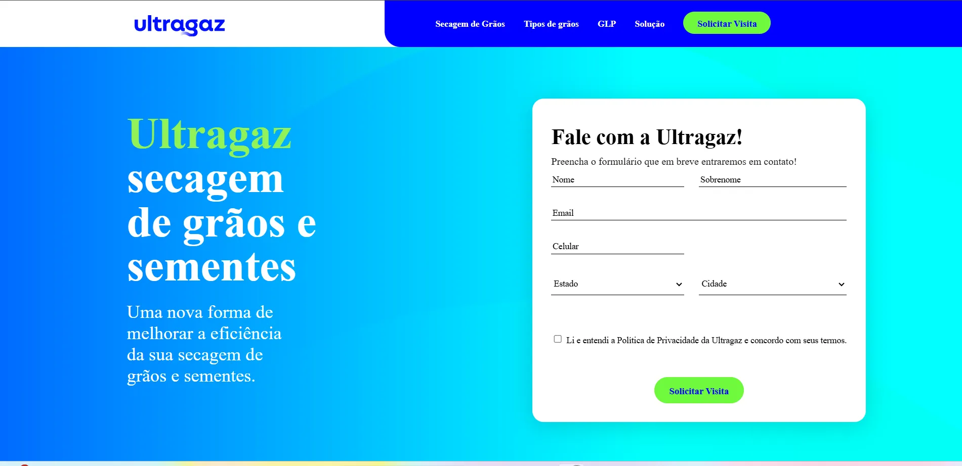 Ultragaz landing pages